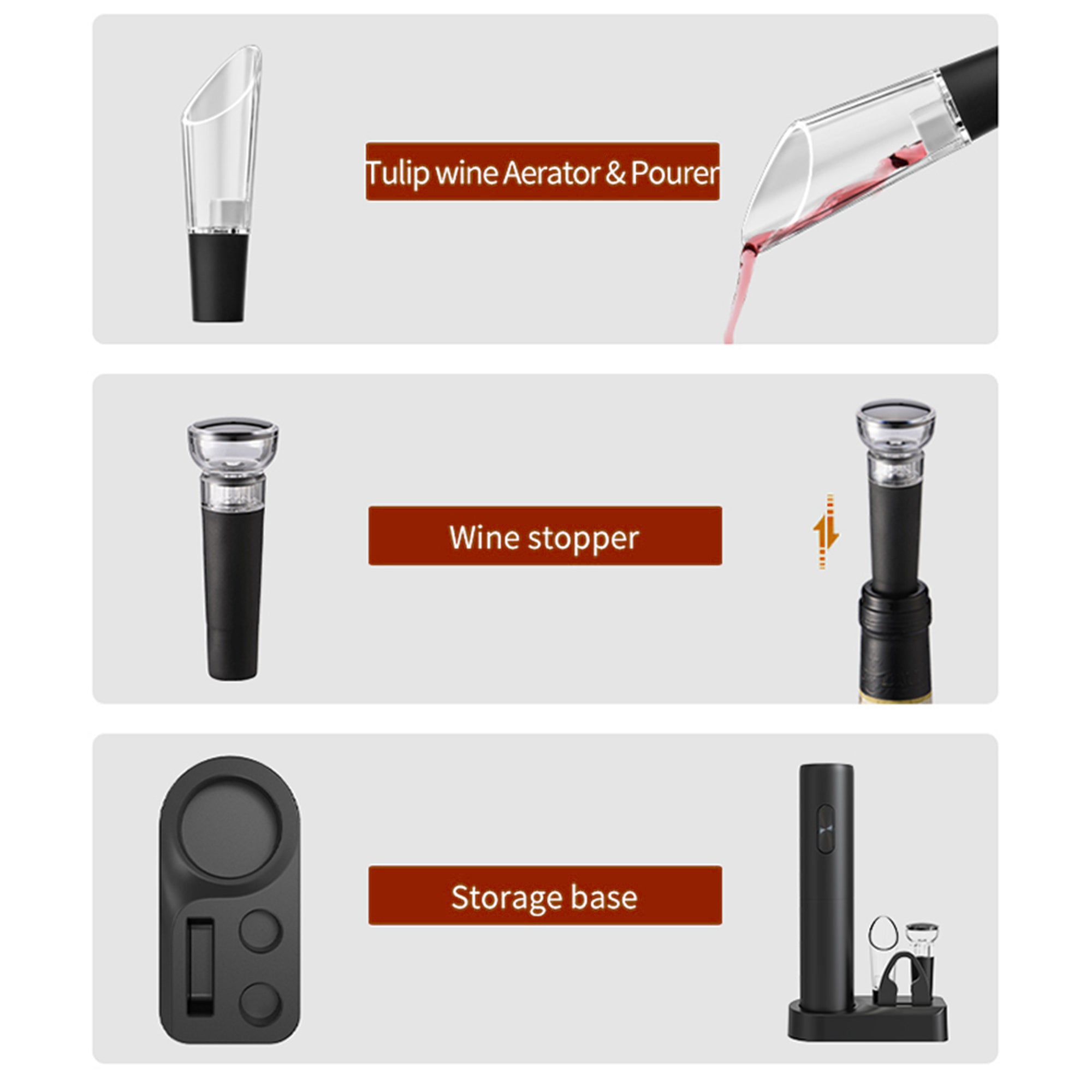 KLT VBGS-KB1-60201 5-in-1 Electric Wine Opener Set (Style A, Batteries Not Included) KLT VBGS-KB1-60201 5-in-1 Electric Wine Opener Set (Style A, Batteries Not Included)